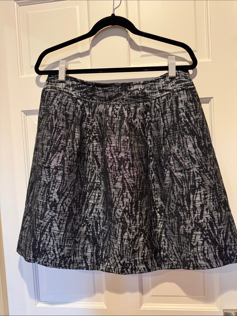 Black and Gray Patterned A-Line Women's Skirt. MICHAEL KORS